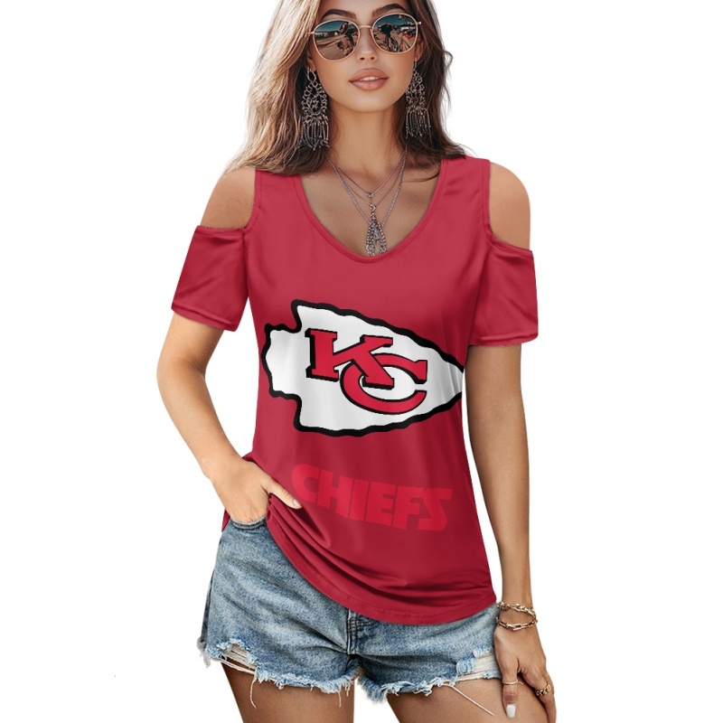 KANSAS CITY CHIEFSOff-the-shoulder short-sleeved T-shirt-1