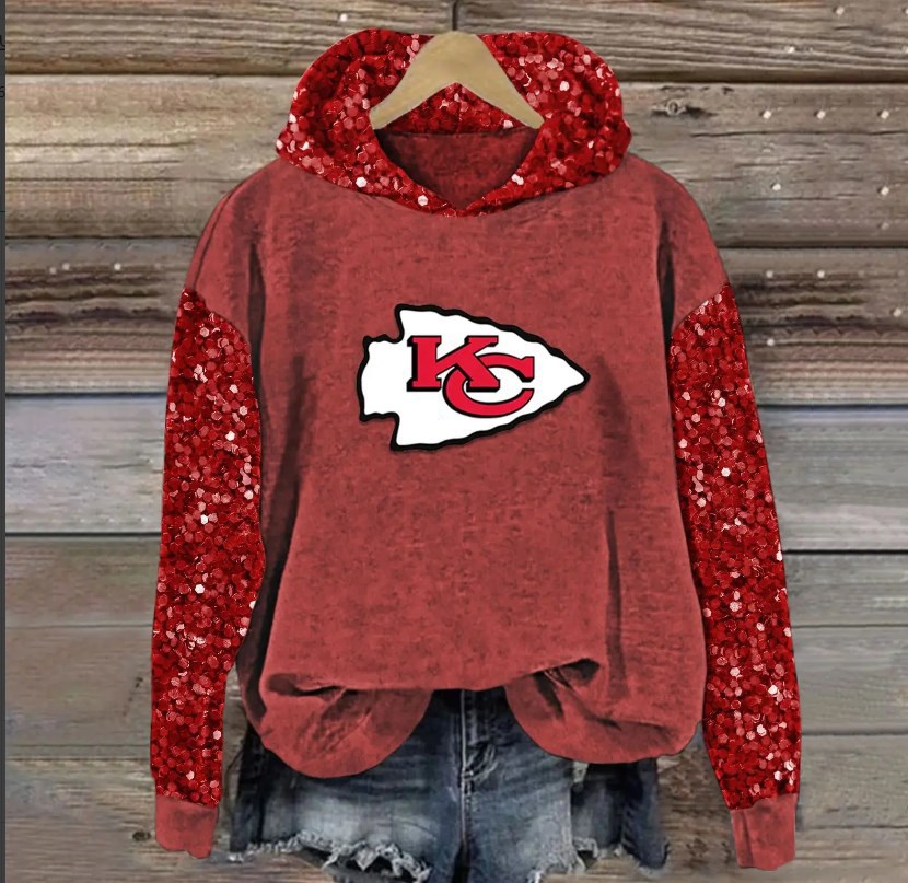 KANSAS CITY CHIEFSNew personalized couple style loose hooded sweatshirt2