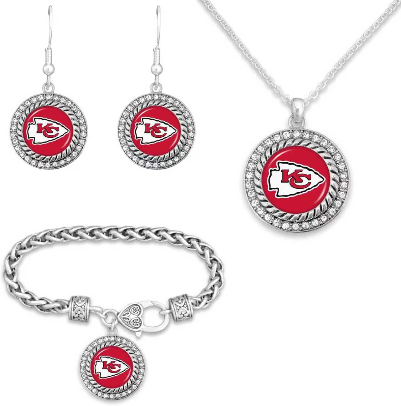 KANSAS CITY CHIEFSCustomized sports series bracelet + necklace + earring set