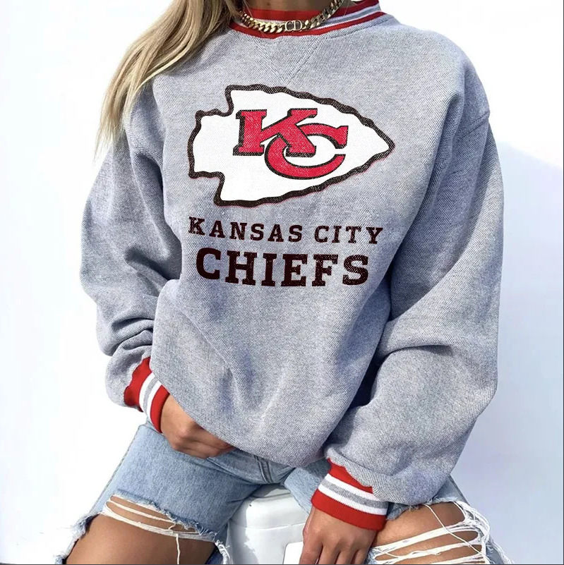 KANSAS CITY CHIEFSNew printed sports round neck sweatshirt 3