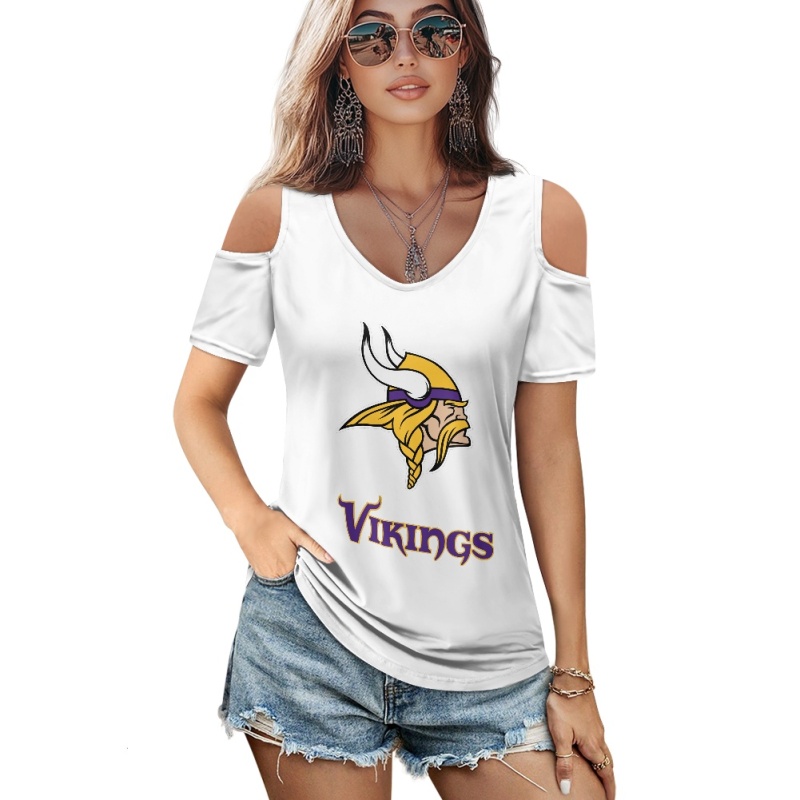 MINNESOTA VIKINGS Off-the-shoulder short-sleeved T-shirt-3