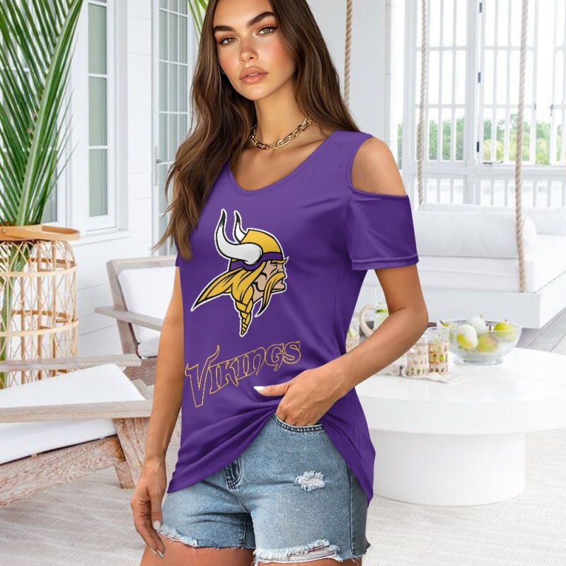 MINNESOTA VIKINGS Off-the-shoulder short-sleeved T-shirt-1