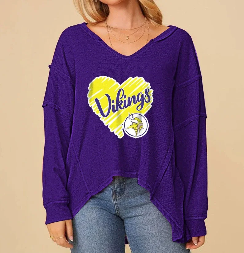 Minnesota Vikings New V-neck sweatshirt printed long-sleeved shirt