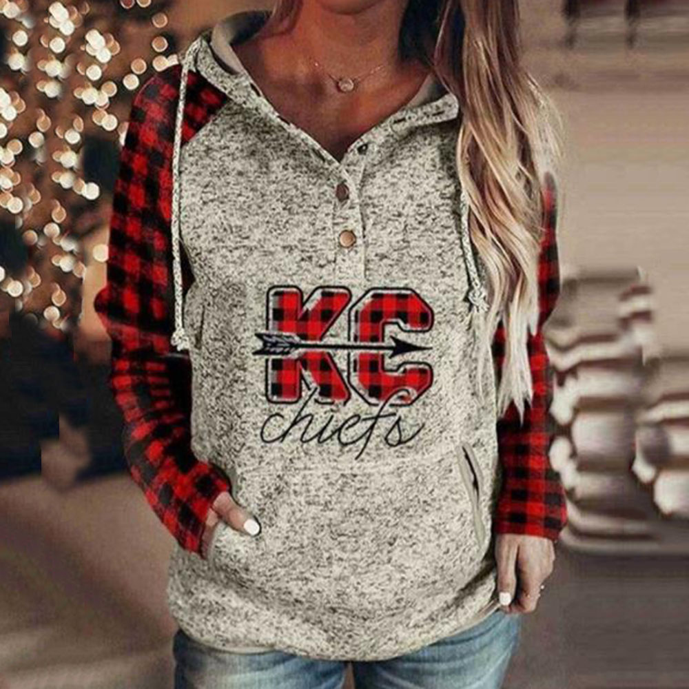 KANSAS CITY CHIEFSFashion color blocking printed Hoodie