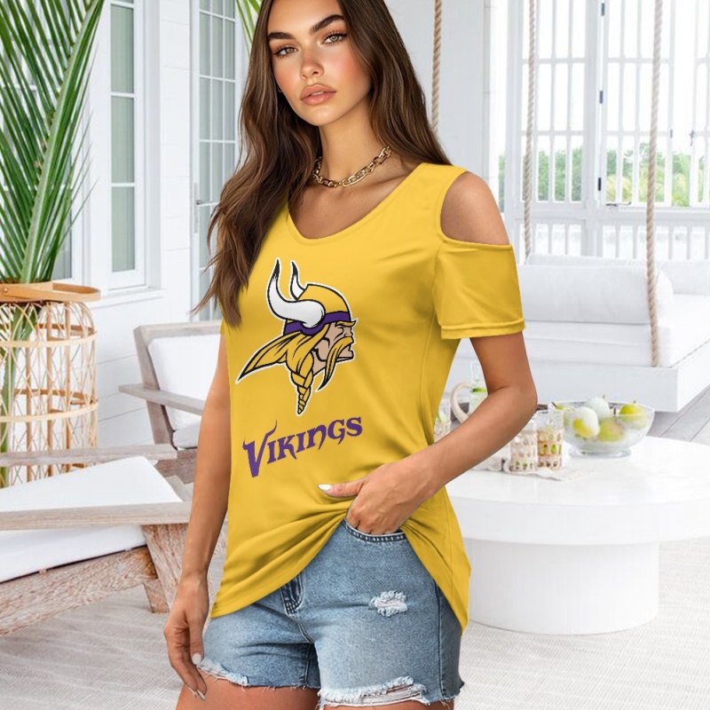 MINNESOTA VIKINGS Off-the-shoulder short-sleeved T-shirt-2