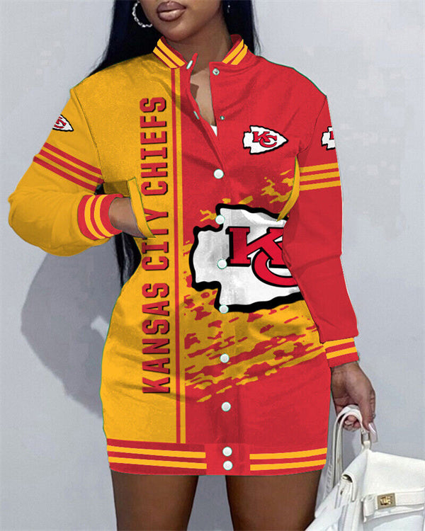 KANSAS CITY CHIEFSLimited Edition Button Down Long Sleeve Jacket Dress