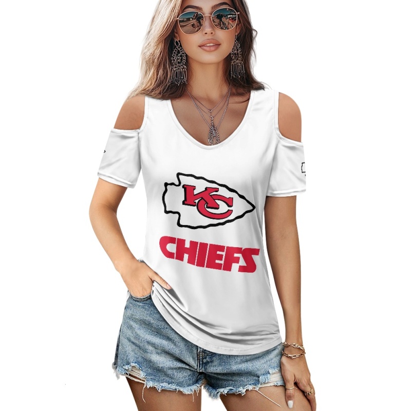 KANSAS CITY CHIEFSOff-the-shoulder short-sleeved T-shirt-2