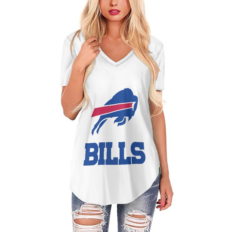 Buffalo Bills Off-shoulder V-neck women's long-sleeved T-shirt-1