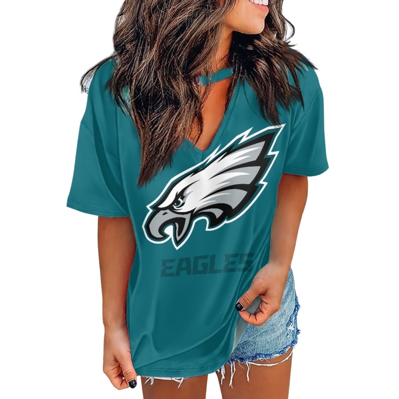 Philadelphia Eagles Short Sleeve Cutout Loose Fit Top-2