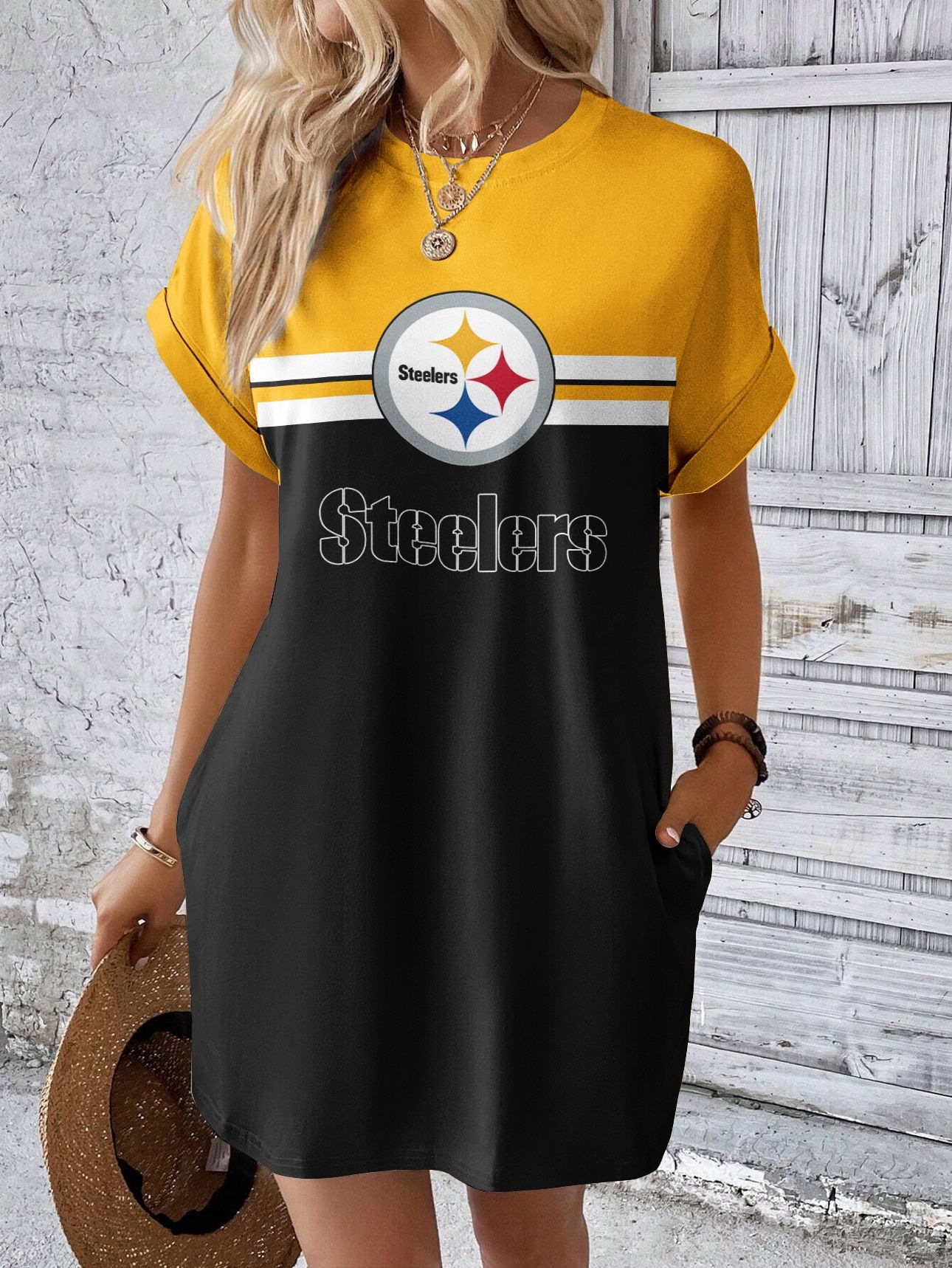 Pittsburgh Steelers New women's fashionable round neck dress
