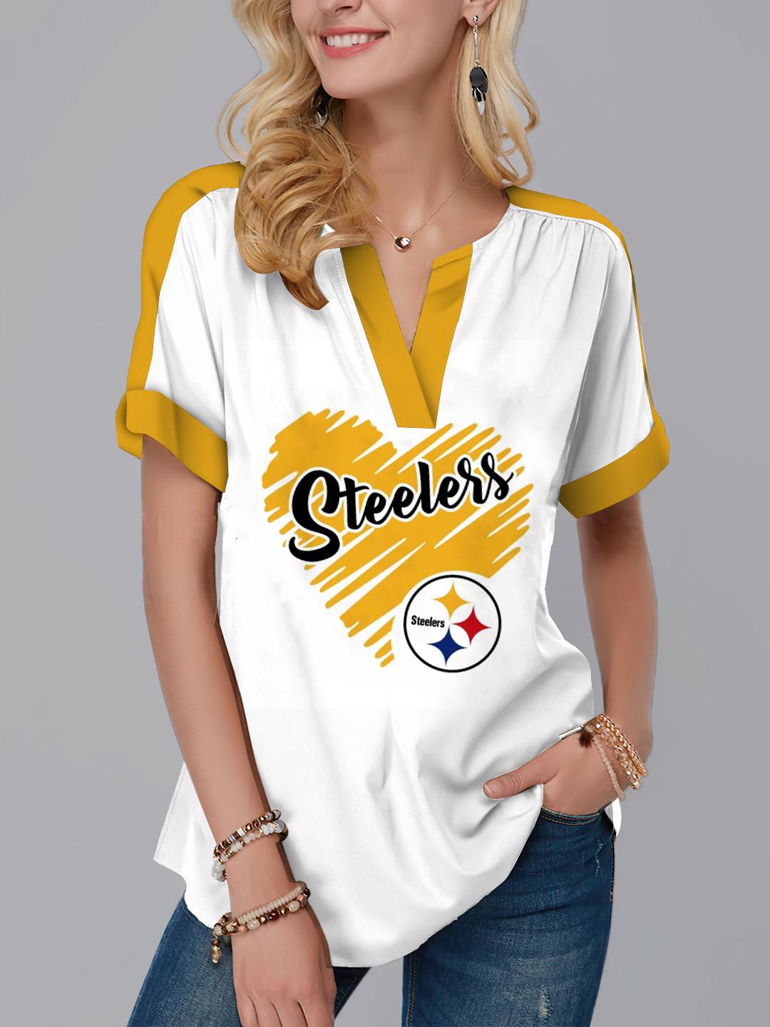 Pittsburgh Steelers Fashion Short Sleeve V-Neck Shirt1