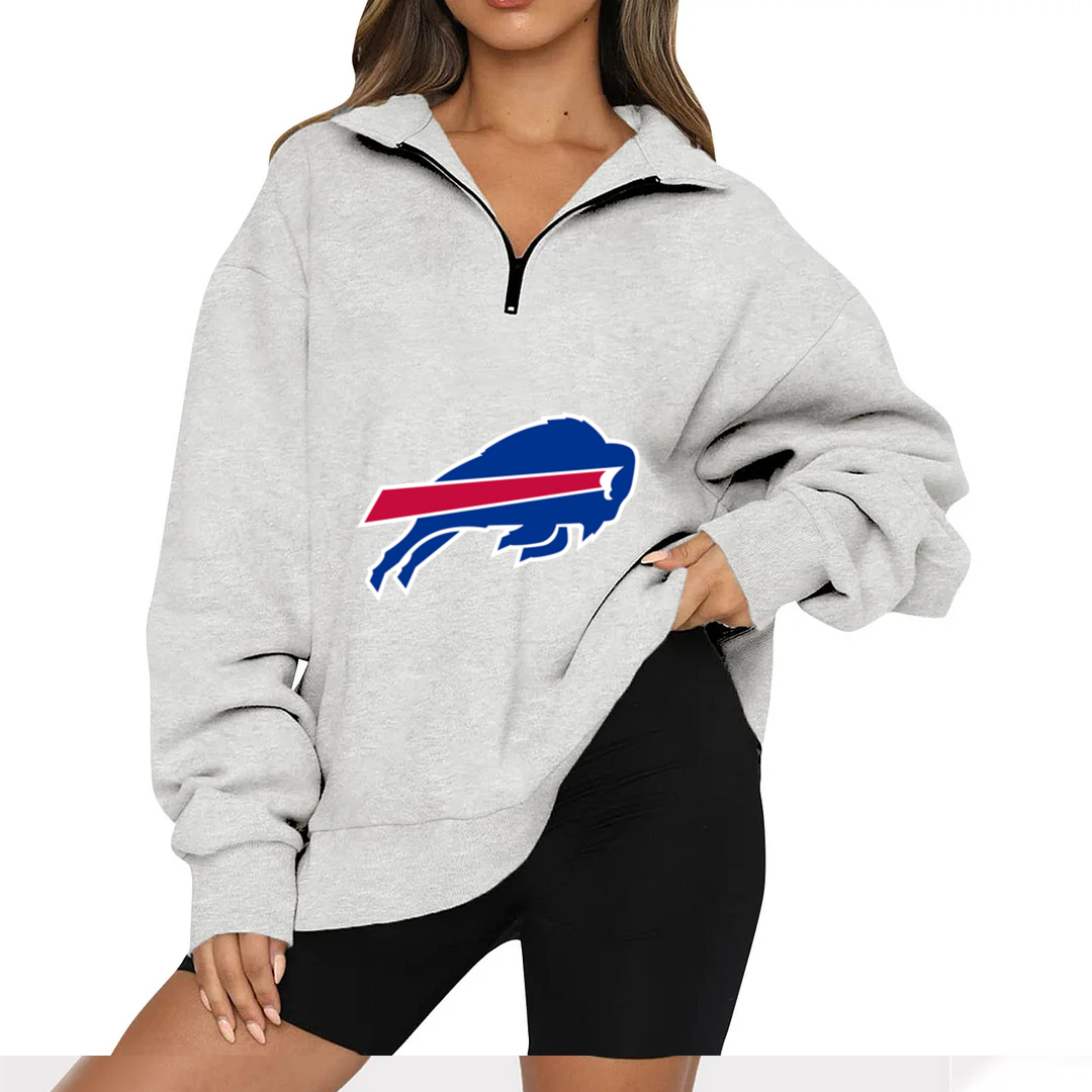 Buffalo BillsNew Ladies Sports Leisure Lapel Zipper Sweatshirt