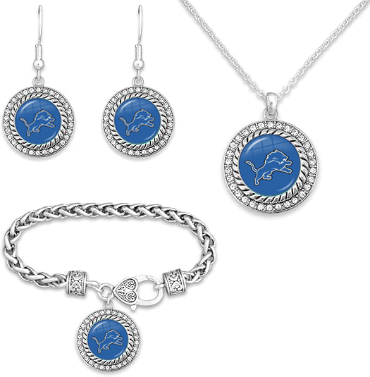 Detroit Lions Customized sports series bracelet + necklace + earring set