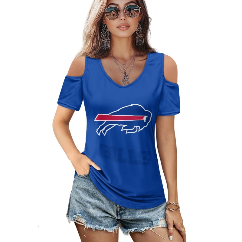 Buffalo Bills Off-the-shoulder short-sleeved T-shirt-2