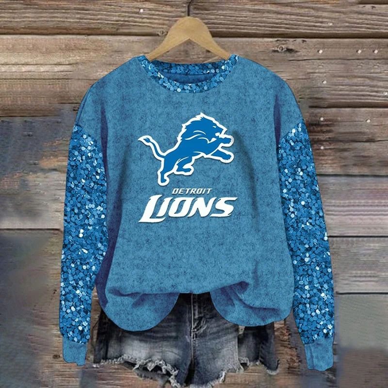 Detroit Lions printed sports round neck sweatshirt 1