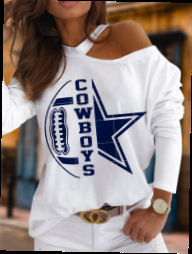 Dallas Cowboys New off-shoulder long-sleeved loose sweatshirt 3