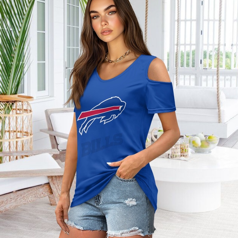 Buffalo Bills Off-the-shoulder short-sleeved T-shirt-2
