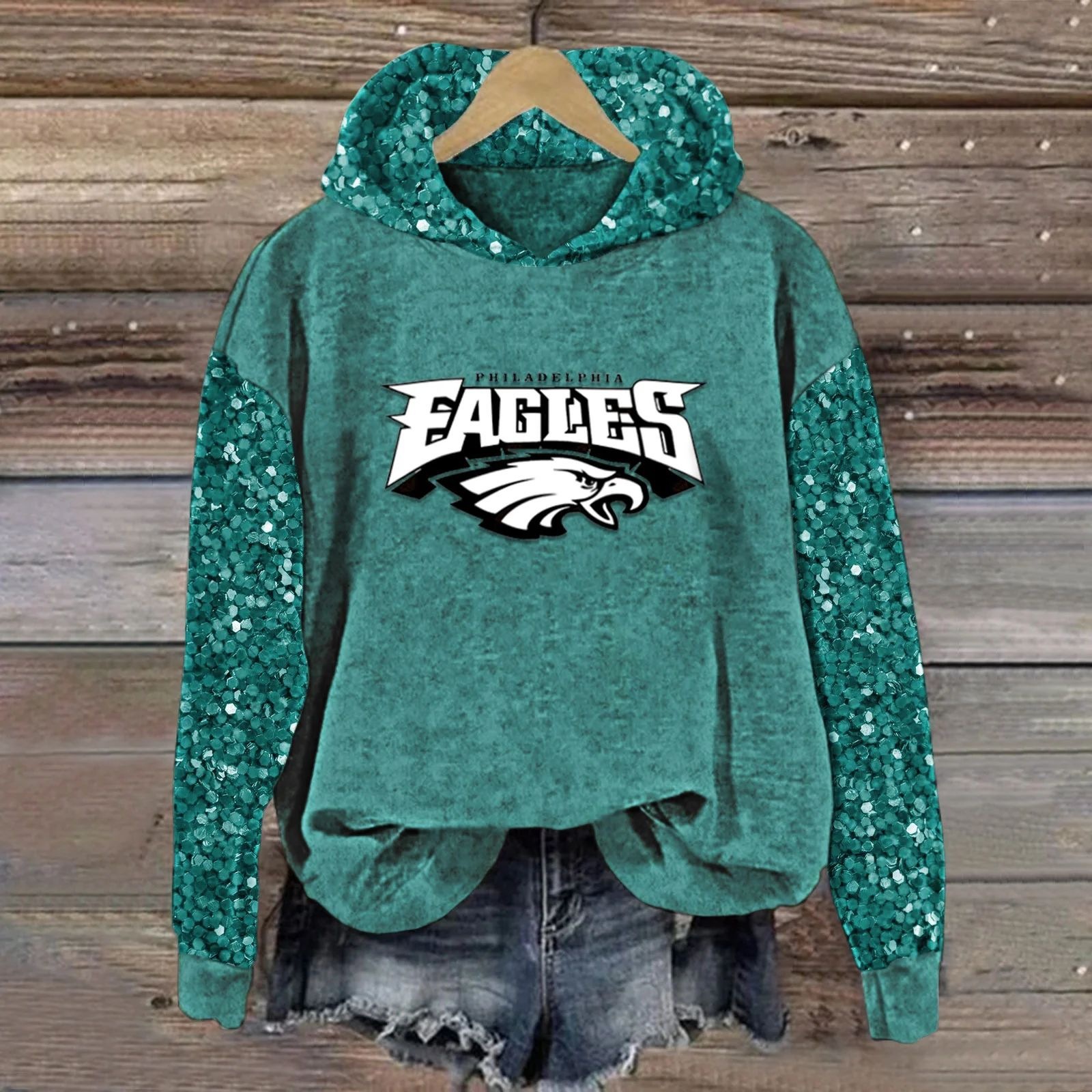 Philadelphia Eagles New personalized couple style loose hooded sweatshirt 2
