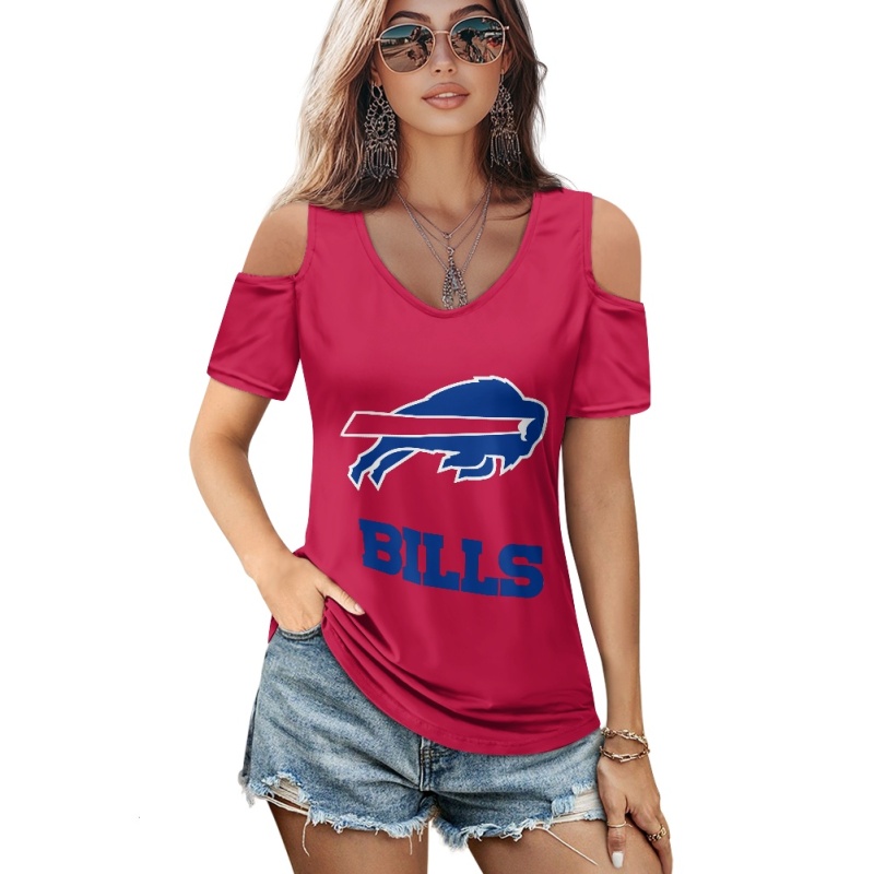 Buffalo Bills Off-the-shoulder short-sleeved T-shirt-1