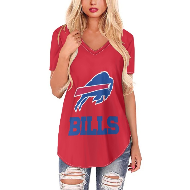 Buffalo Bills Off-shoulder V-neck women's long-sleeved T-shirt-3
