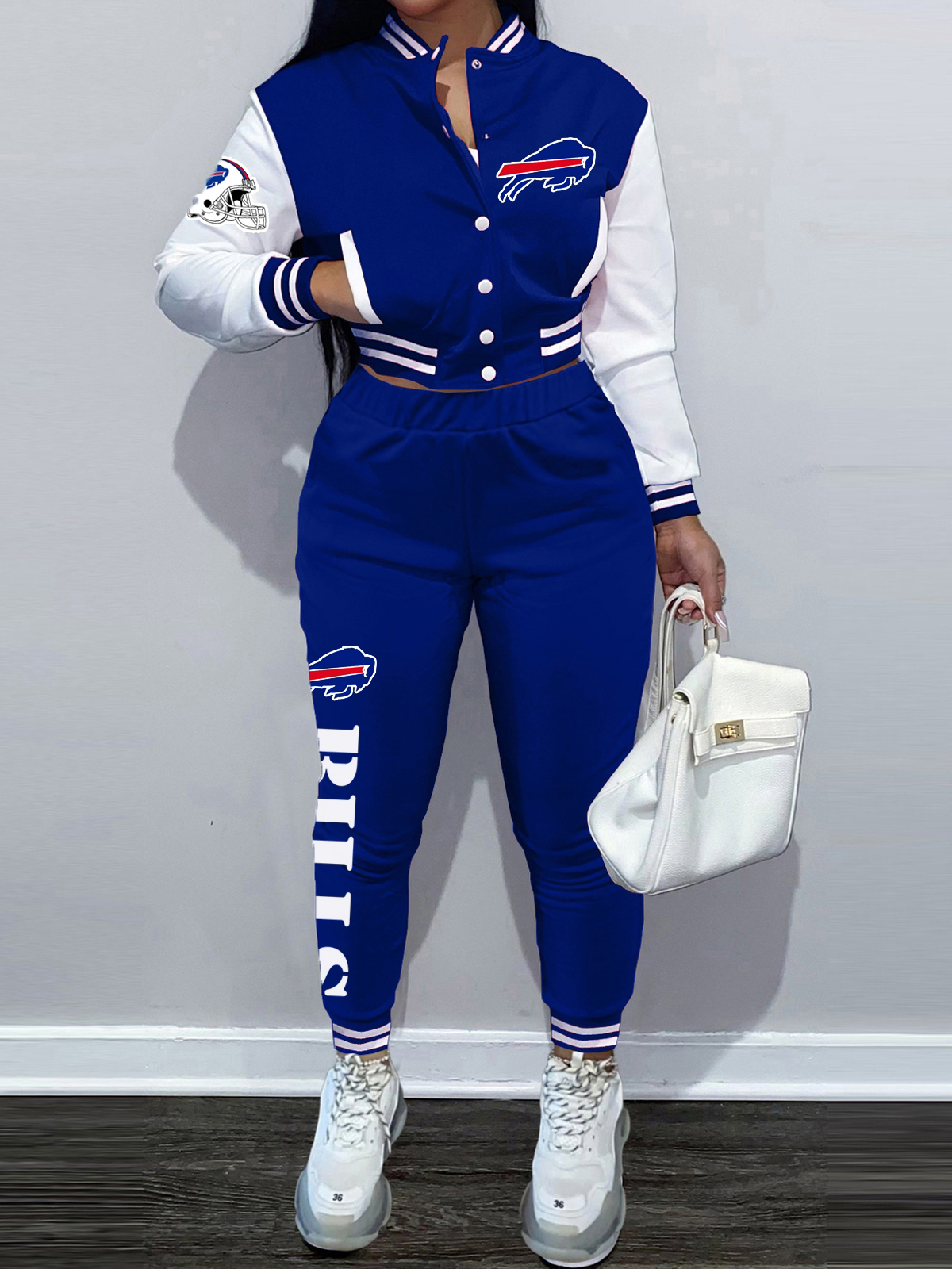 Buffalo Bills Women's Tracksuit Cropped Jacket Sweatpants Outfits