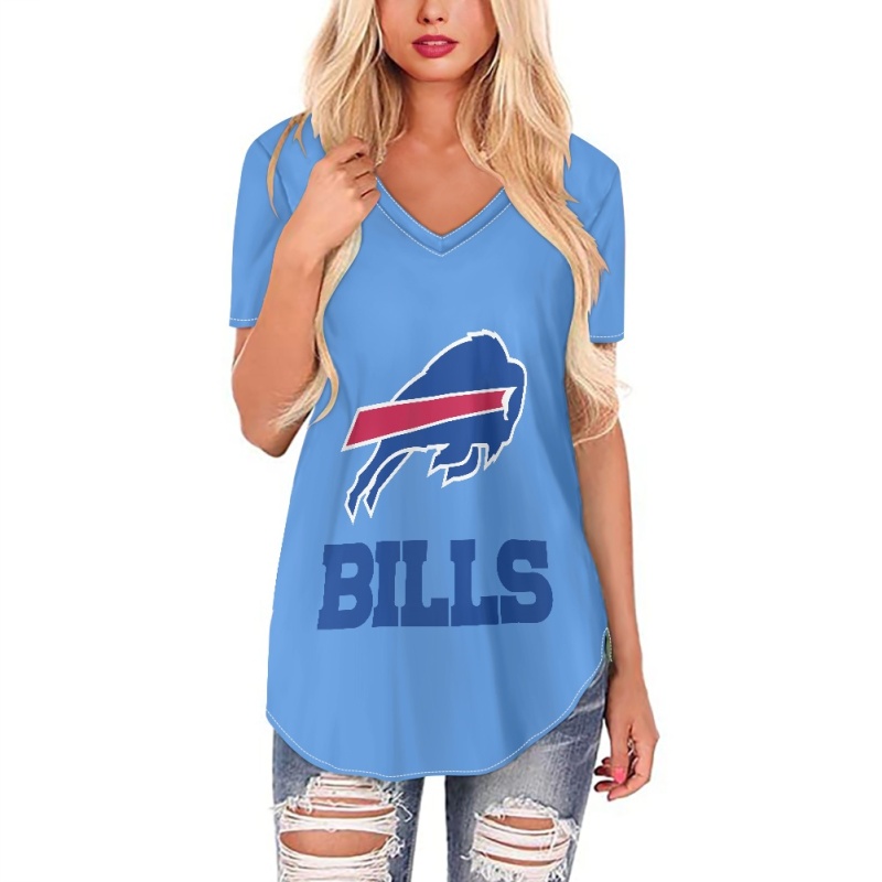 Buffalo Bills Off-shoulder V-neck women's long-sleeved T-shirt-2