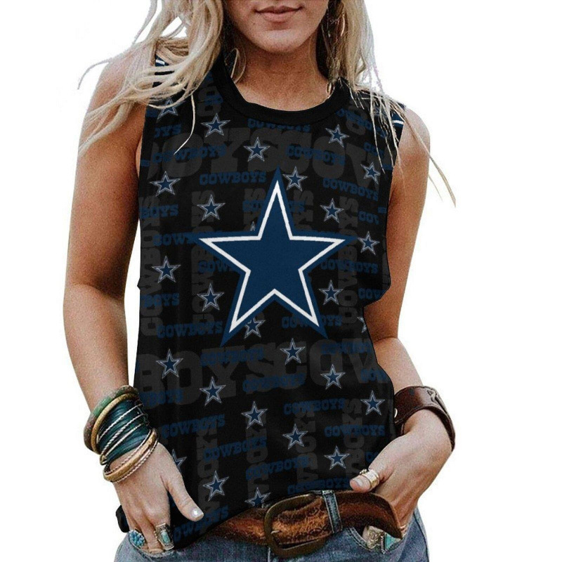 Dallas Cowboys Printed sleeveless crew neck pullover casual T-Shirt2