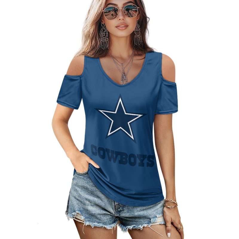 Dallas Cowboys Off-the-shoulder short-sleeved T-shirt-1