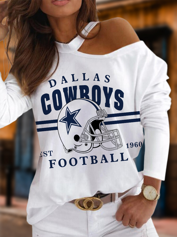 Dallas Cowboys New off-shoulder long-sleeved loose sweatshirt 2