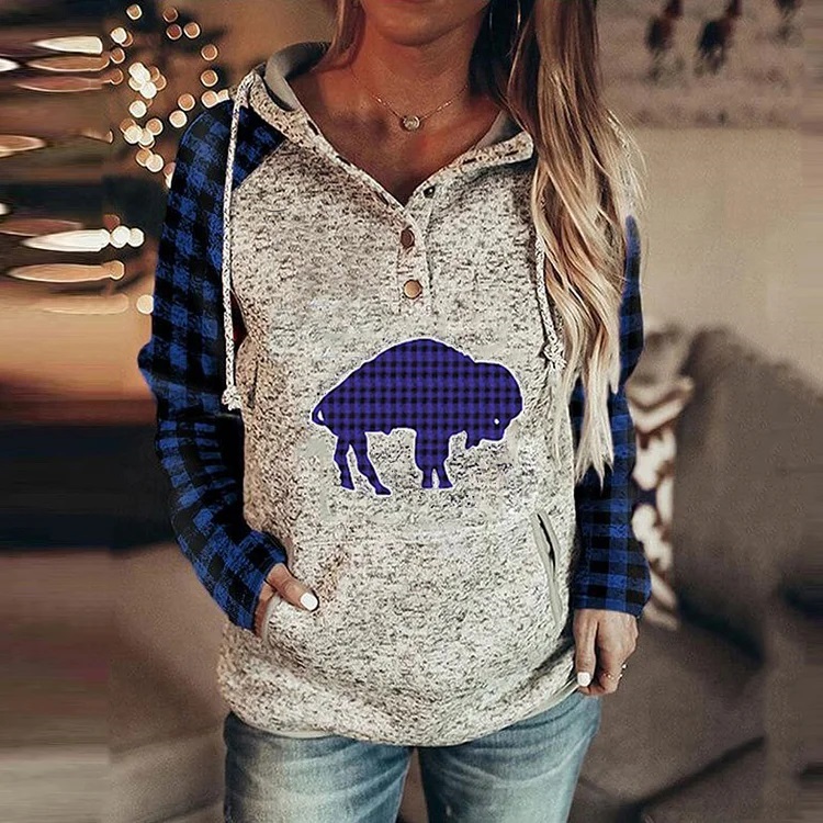 Buffalo Bills Printed Plaid Long Sleeve Sweatshirt 5