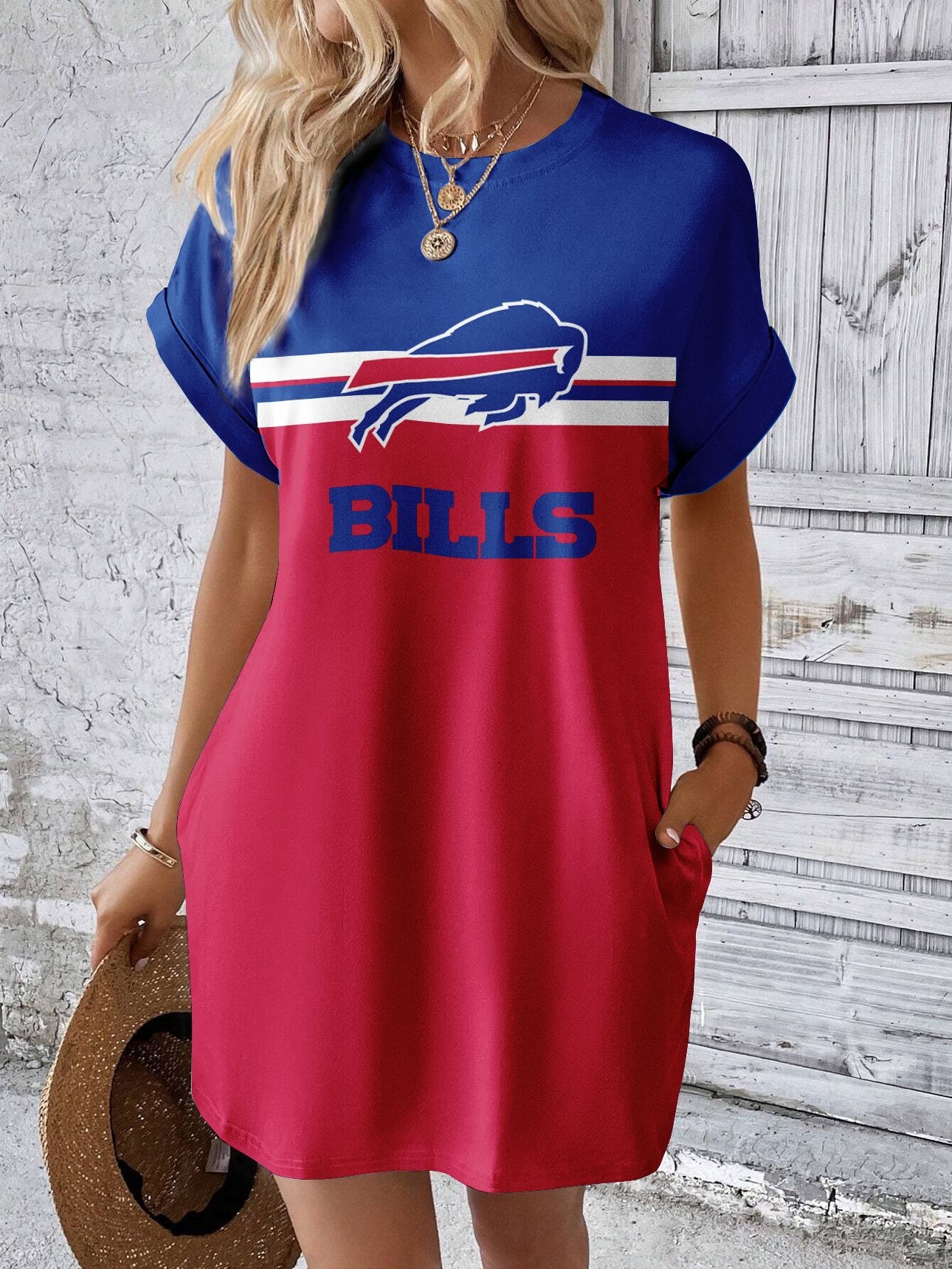 Buffalo Bills New women's fashionable round neck dress 2