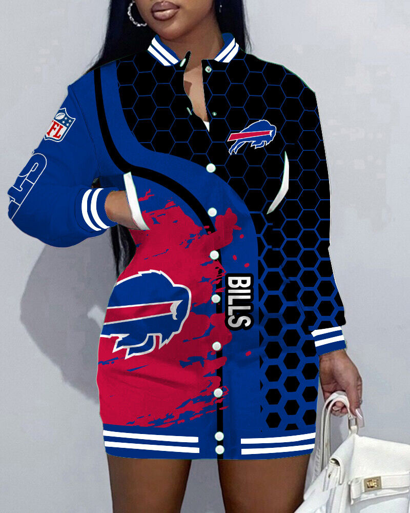 Buffalo BillsLimited Edition Button Down Long Sleeve Jacket Dress