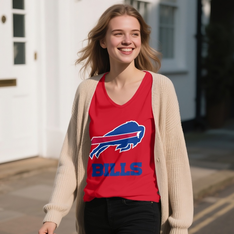 Buffalo Bills Off-shoulder V-neck women's long-sleeved T-shirt-4