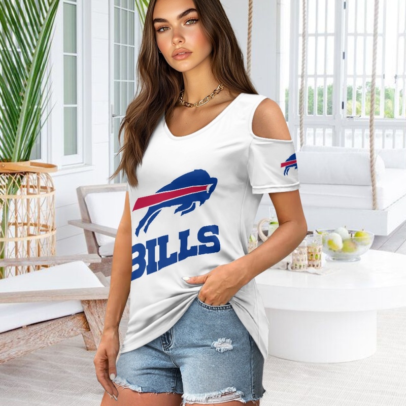 Buffalo Bills Off-the-shoulder short-sleeved T-shirt-3