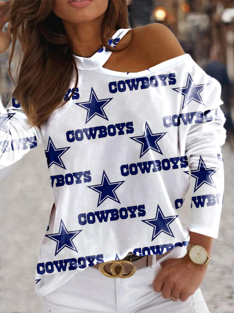 Dallas Cowboys New off-shoulder long-sleeved loose sweatshirt