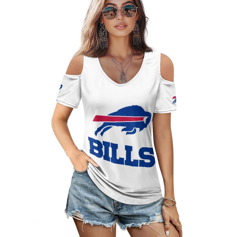 Buffalo Bills Off-the-shoulder short-sleeved T-shirt-3