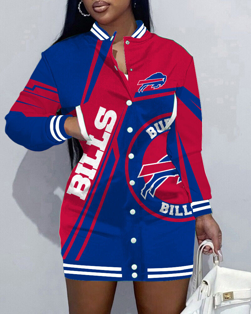 Buffalo BillsLimited Edition Button Down Long Sleeve Jacket Dress