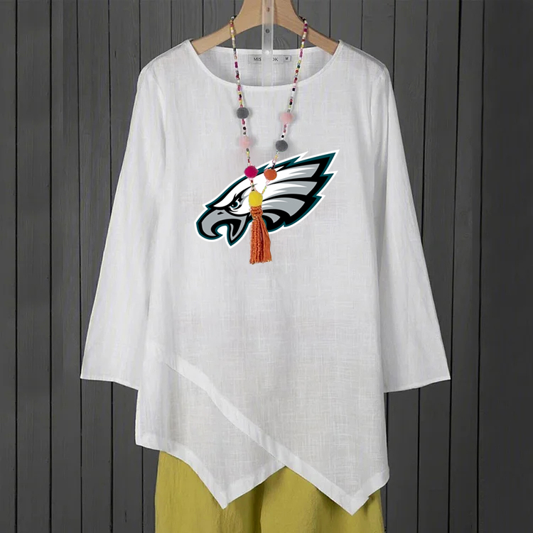Philadelphia Eagles Casual loose all-match solid color long-sleeved T-shirt