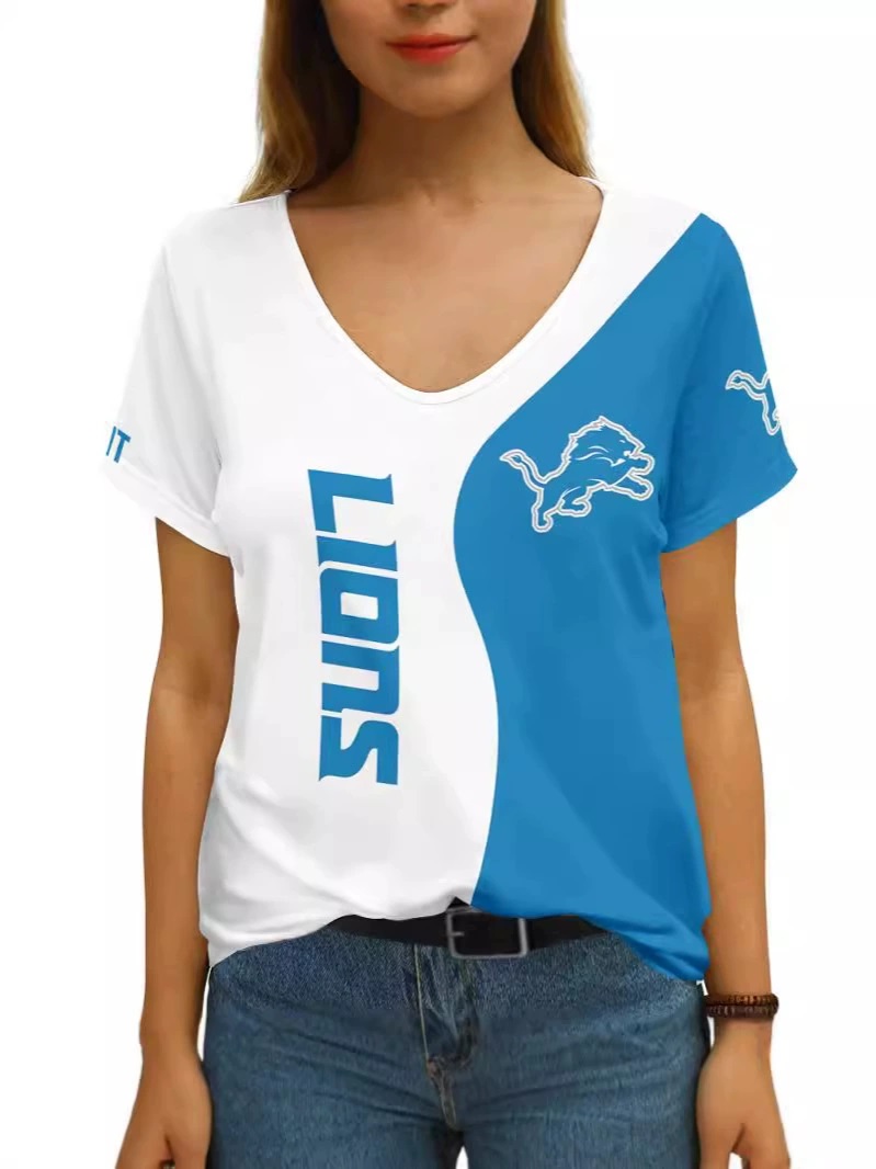 Detroit Lions Printed new V-neck short-sleeved T-shirt