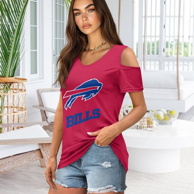 Buffalo Bills Off-the-shoulder short-sleeved T-shirt-1