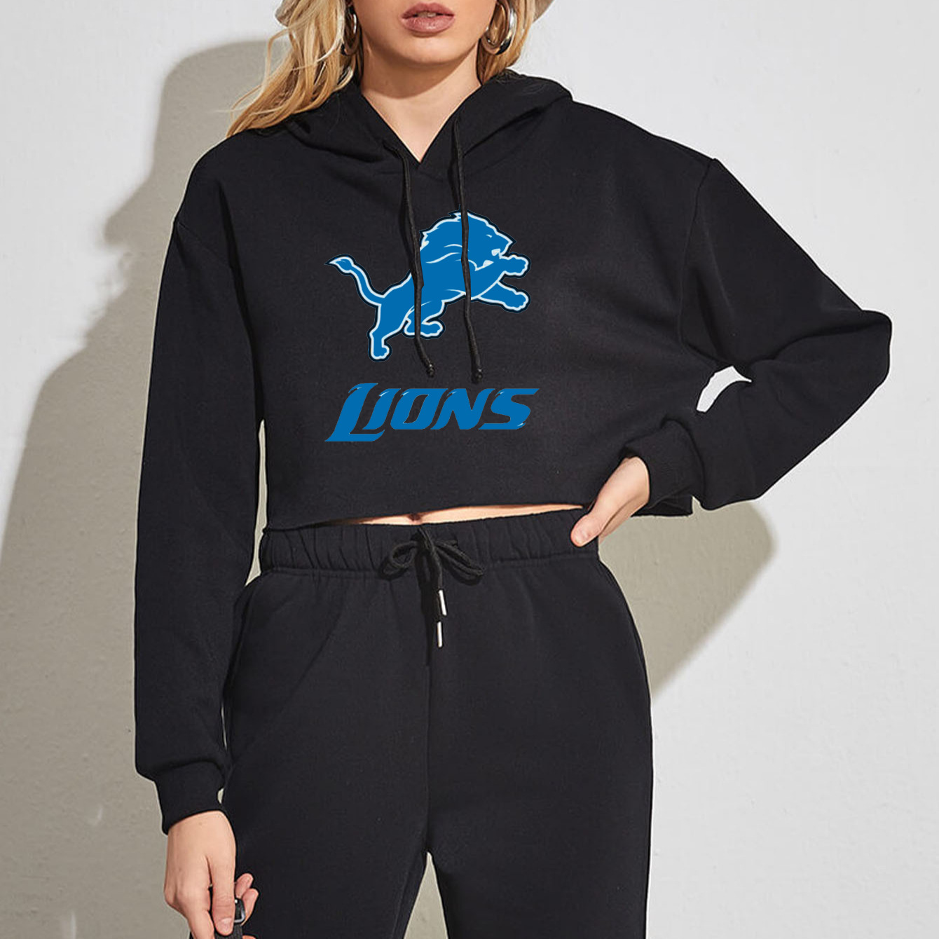 Detroit Lions Short-sleeved fashion hoodie for women-3