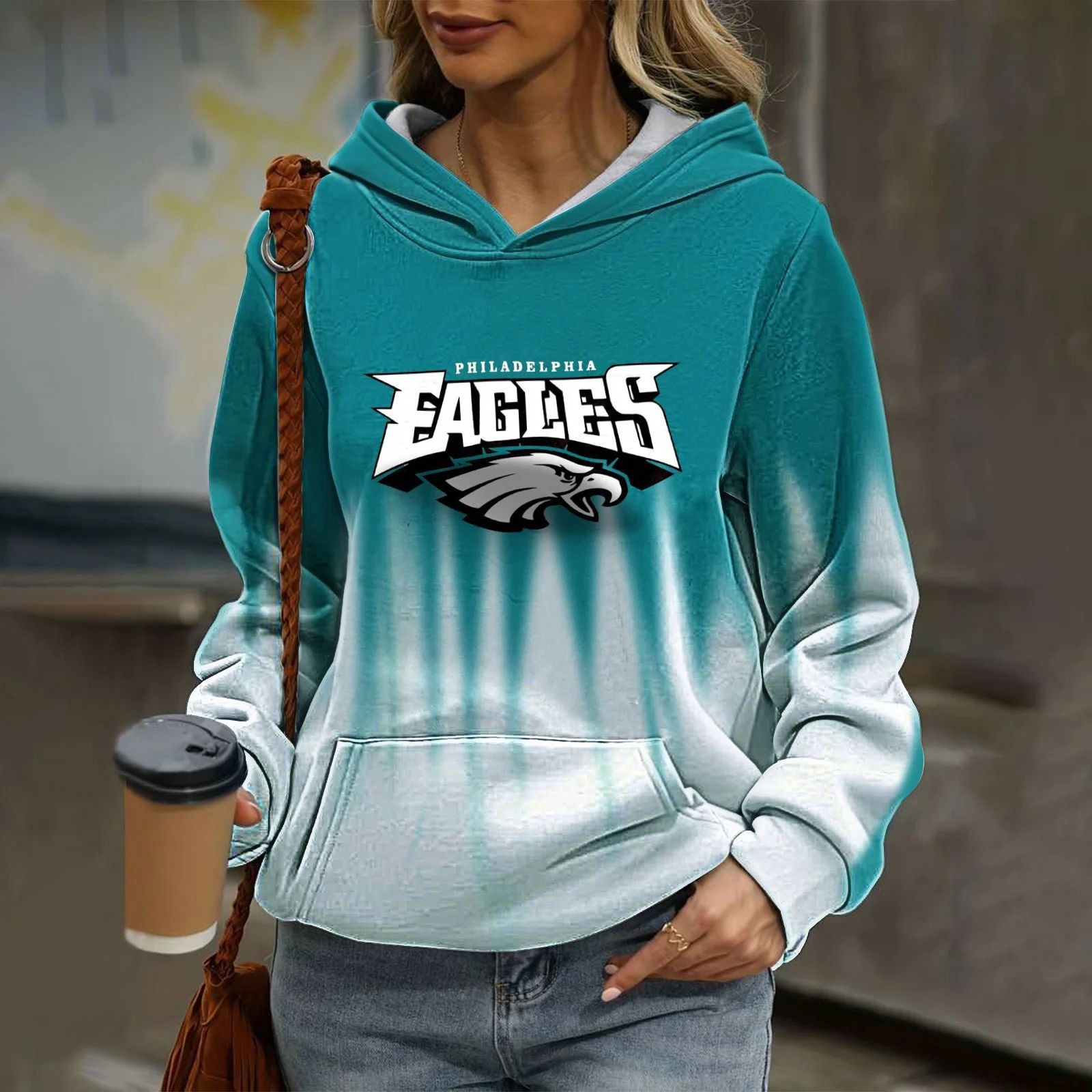 Philadelphia Eagles New personalized couple style loose hooded sweatshirt 3