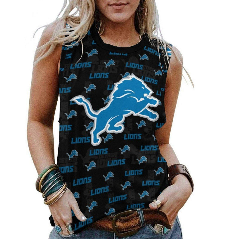 Detroit Lions Printed sleeveless crew neck pullover casual T-Shirt3