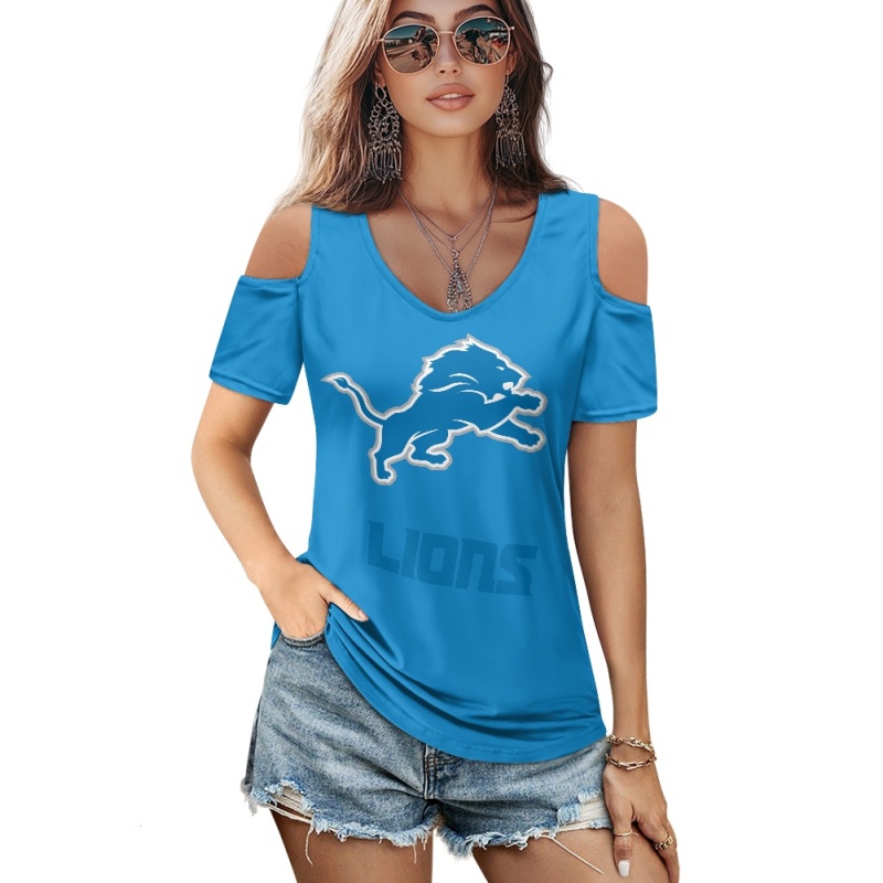 Detroit Lions Off-the-shoulder short-sleeved T-shirt-1