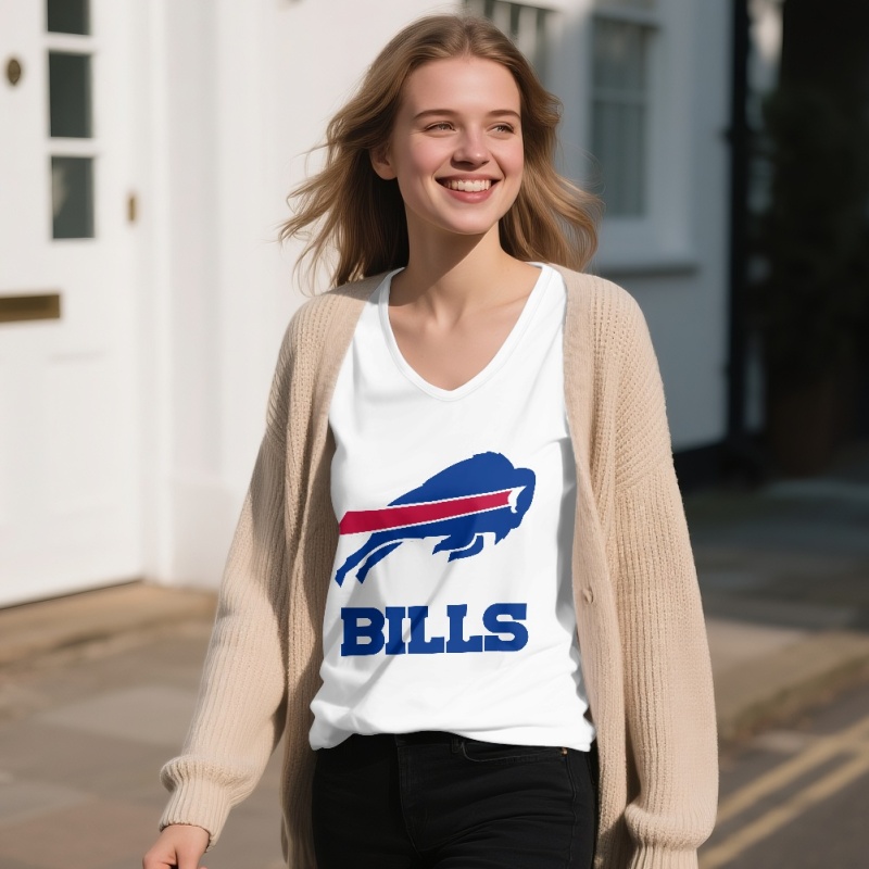 Buffalo Bills Off-shoulder V-neck women's long-sleeved T-shirt-1