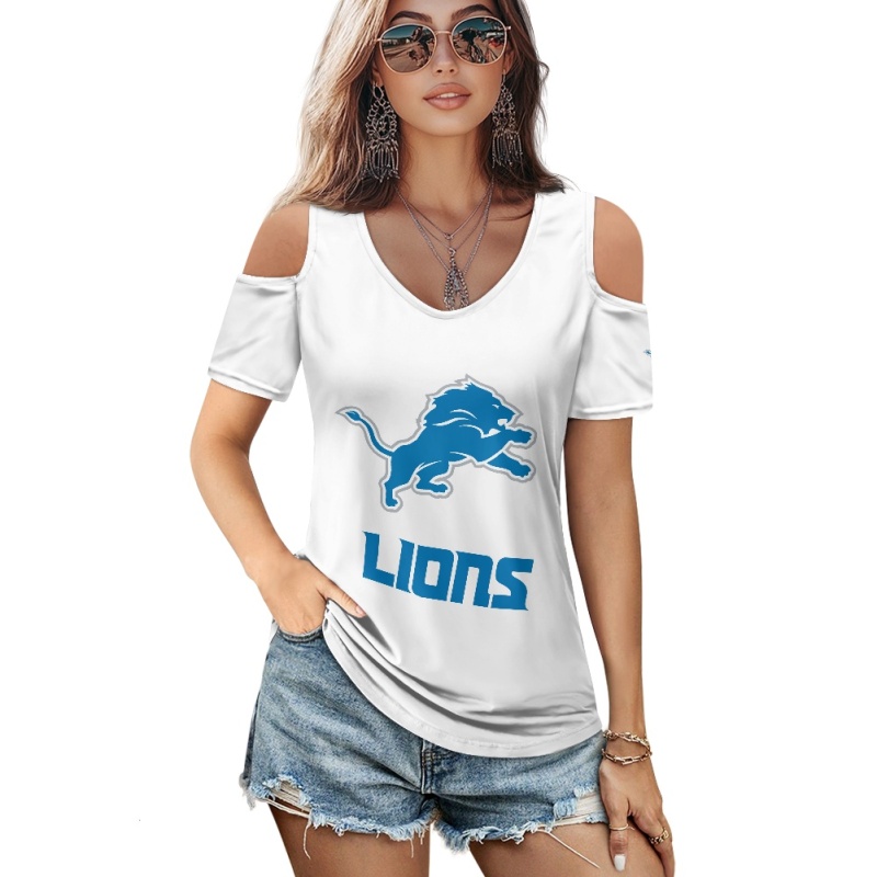 Detroit Lions Off-the-shoulder short-sleeved T-shirt-2