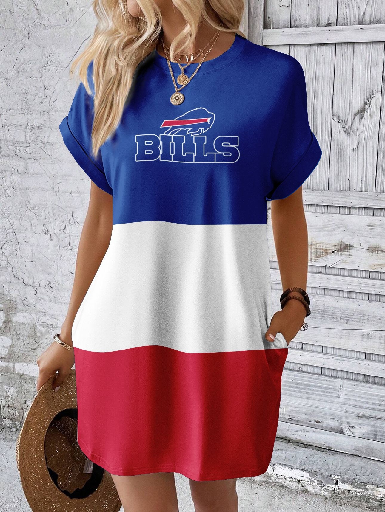 Buffalo Bills New women's fashionable round neck dress
