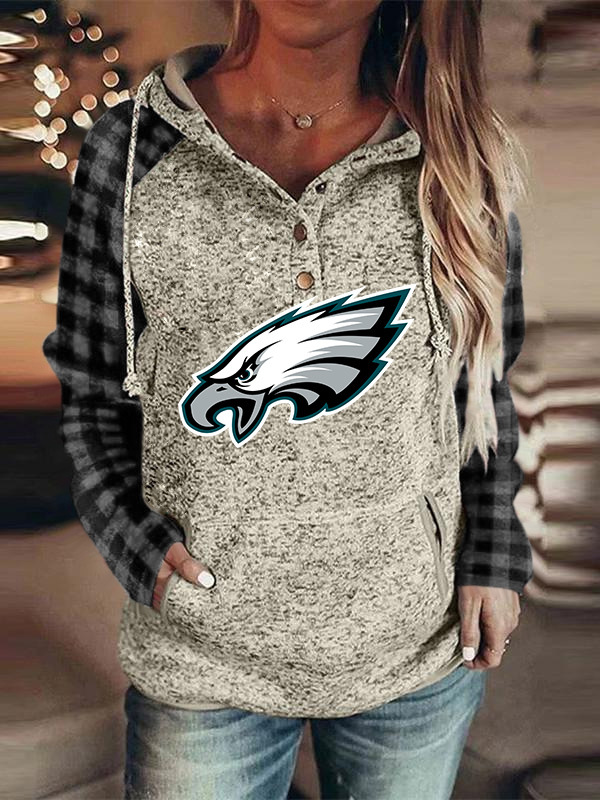 Philadelphia Eagles Printed Plaid Long Sleeve Sweatshirt