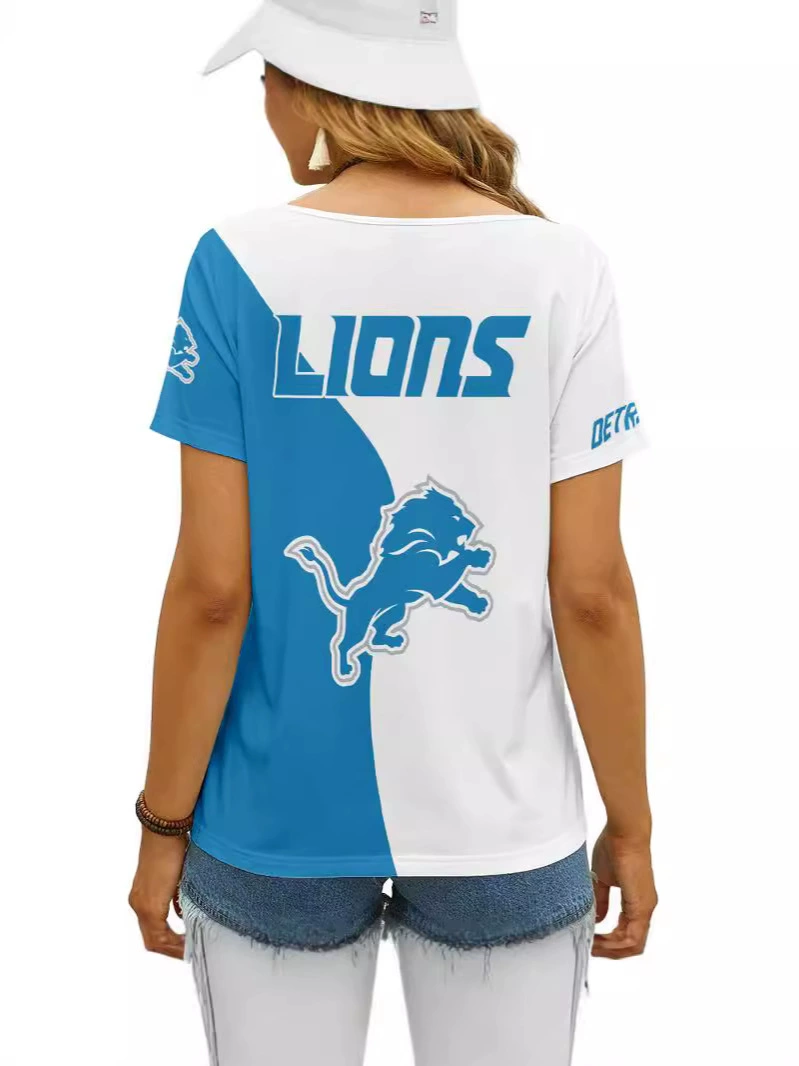 Detroit Lions Printed new V-neck short-sleeved T-shirt