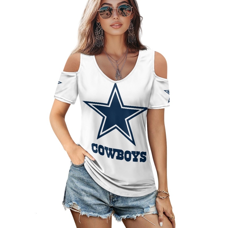 Dallas Cowboys Off-the-shoulder short-sleeved T-shirt-2